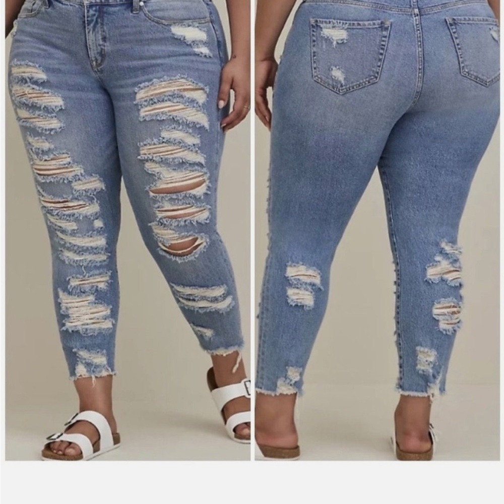 Torrid Light Blue Distressed Ankle Jeans